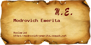 Modrovich Emerita névjegykártya